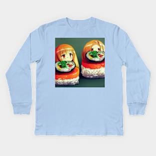 Kawaii Anime Sushi Kids Long Sleeve T-Shirt